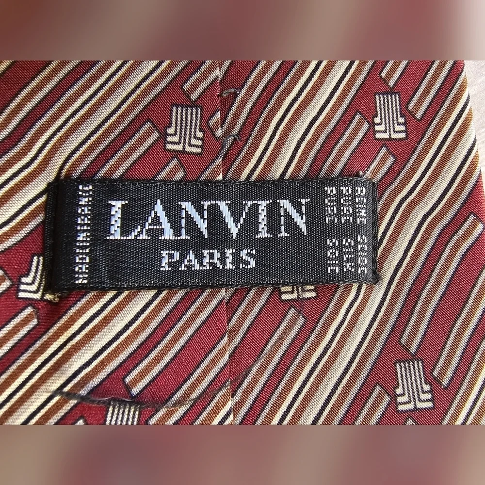 👔 New Vintage Signed Lining LANVIN Paris Luxury 100% Silk Tie by - Picture 4 of 5